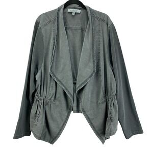 Torrid Jacket Womens 4 Gray Open Drape Drawstring Waist‎ Pockets Terry Sleeves